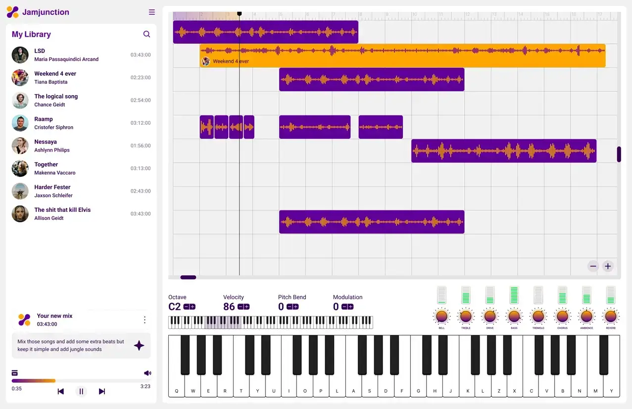 JamJunction online music maker app design for creative collaboration